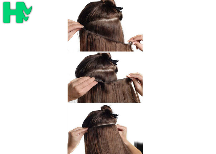Straight Colorful Clip On Synthetic Hair Extensions , High Temperature Wire Full Head Synthetic Hair Extensions
