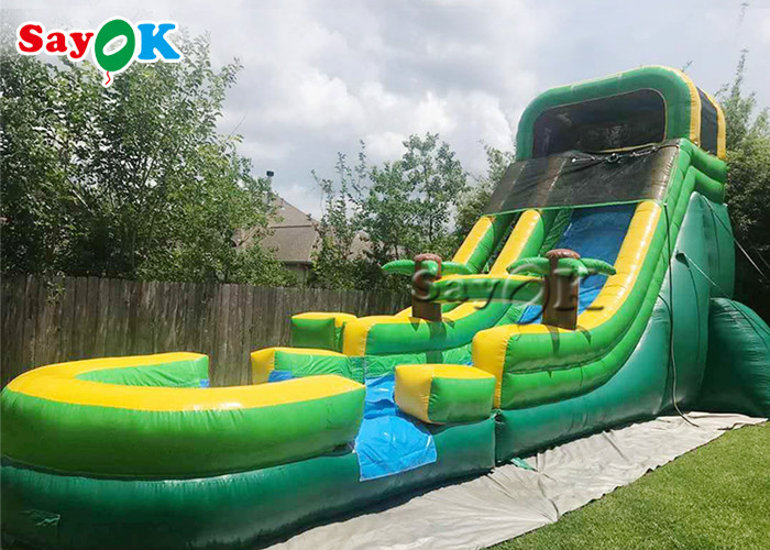 Inflatable Bouncy Slides Water Slide Bounce House Backyard Double Lane PVC Jungle Inflatable Stair Water Slide With Pool