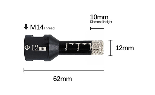 45mn Diamond Masonry Core Drill Bit 6mm 12mm 14mm For Power Drill