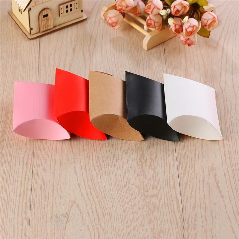 Custom Make Brown Kraft Pillow Boxes Colorful Ivory Paper Candy Box small gift bag