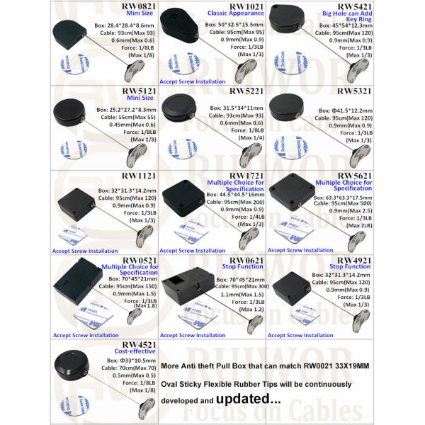 RW5421 Heart-Shaped Security Pull Box Plus 33X19MM Oval Sticky Flexible Rubber Tips