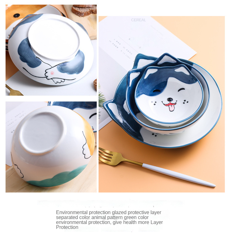 Cute Dog Design Ceramic Oven Bowl With 9 Inch 10 Inch 12 Inch Size