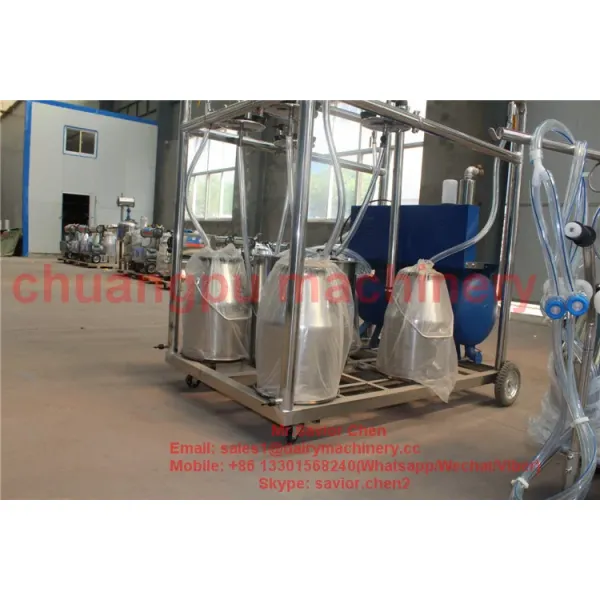 4 Buckets Mobile Milking Machine with 25L Stainless Bucket and 2.2kw Power for Cow Sheep Goat Farm