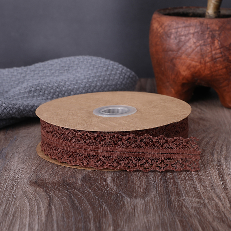 2.5cm Elastic Band Hollow Flower Ribbon for Sewing Clothing Garment Macaron red wine color Decorative Lace Trim