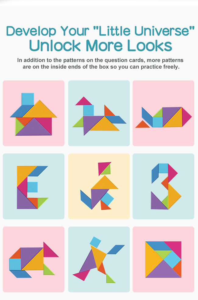 Travel EVA Games Preschool Educational Toys Geometric Cognition Tangram Puzzles For Kids 1