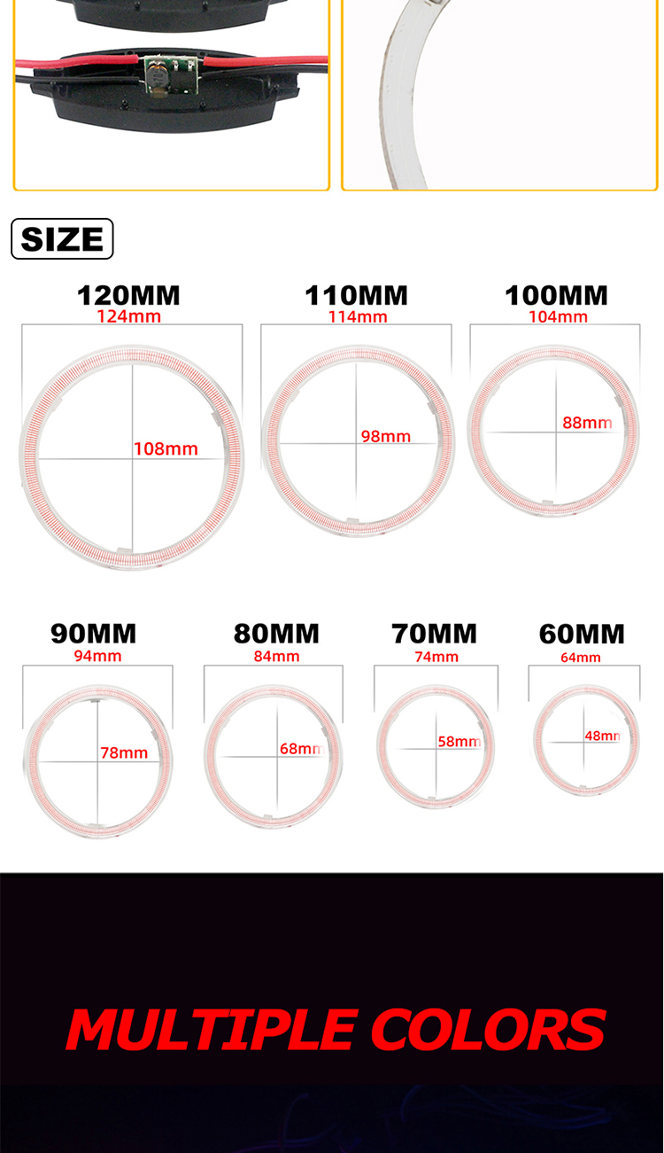 Motorcycle DRL LED Car Ambient Lights Fog Lamp COB 60mm 70mm 80mm 90mm 100mm 110mm