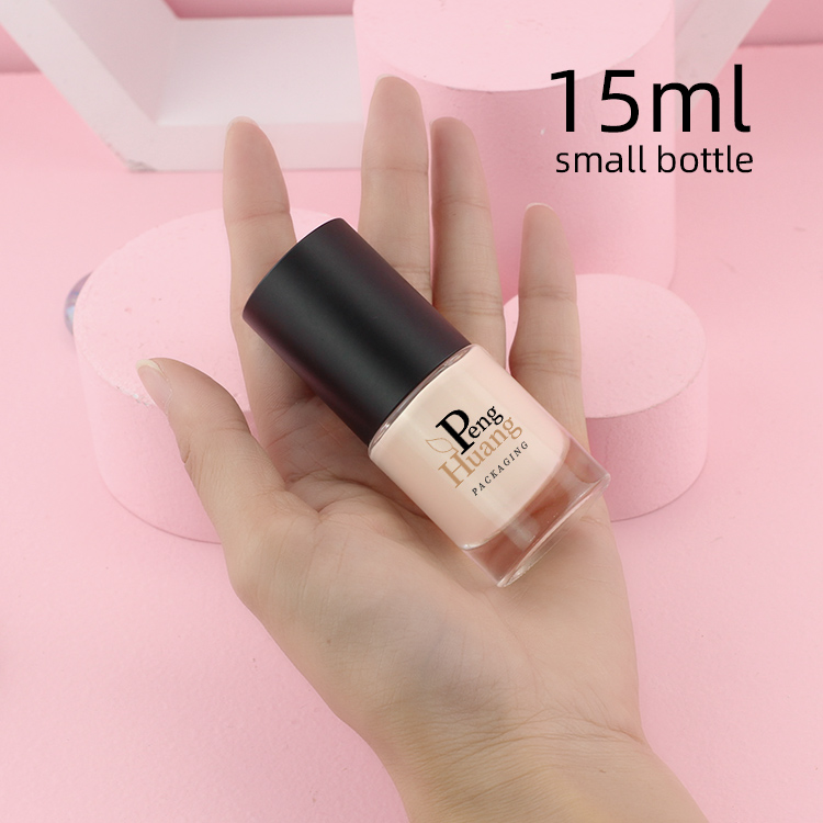 15ml Round Clear Empty Glass Foundation Bottle With Black Plastic Cap