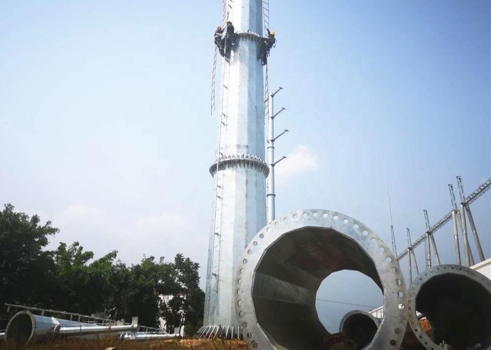 Galvanized Electrical Transmission Line Suspension Steel Tubular Pole Polygonal Shape 230KV