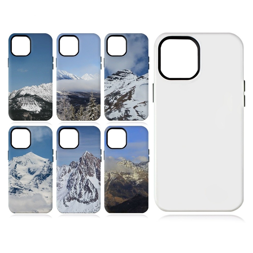 3D Sublimation Tough Phone Cases For Iphone 16 15 14 Blank 3D Coated Double Layer Mobile Case White Vacuum Pressed