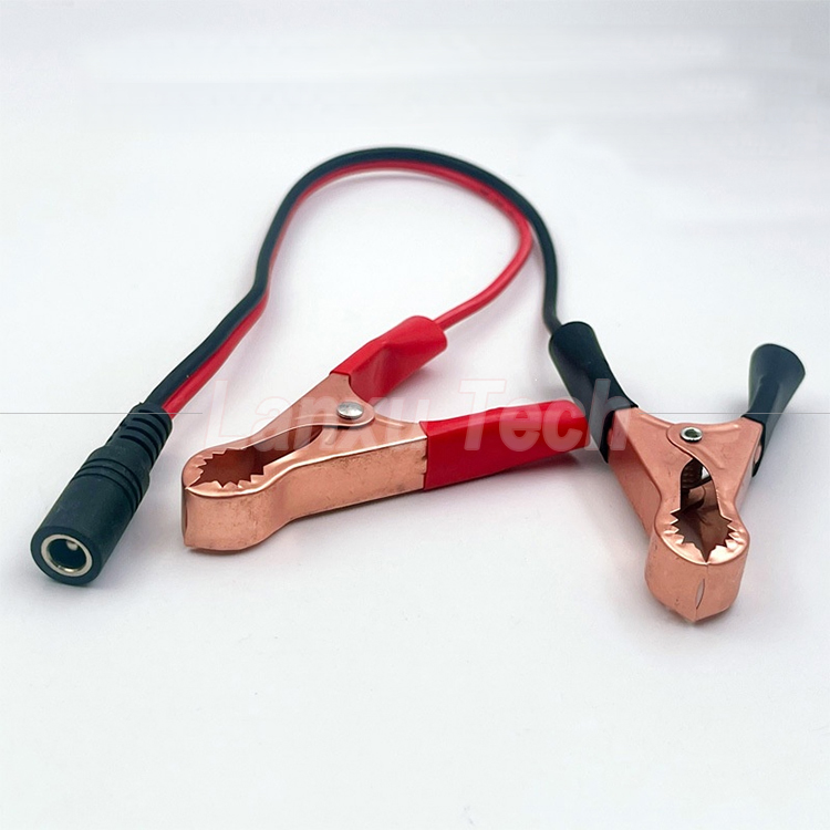 Male Female DC Jack Plug 5.5x2.1mm to Alligator Clips Car Charger Power Supply Cord Cable