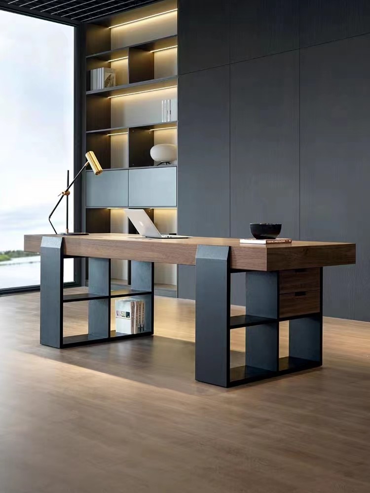 Khaki Rectangular Casual Office Desk For Hotel Room Apartment