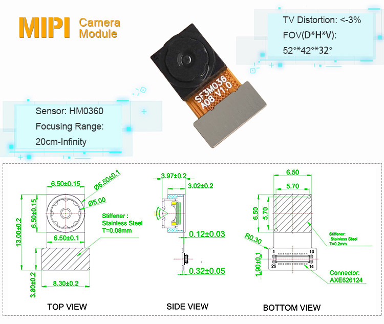 1/6" 640×480 VGA 60fps CMOS Camera Module Image Sensor HM0360
