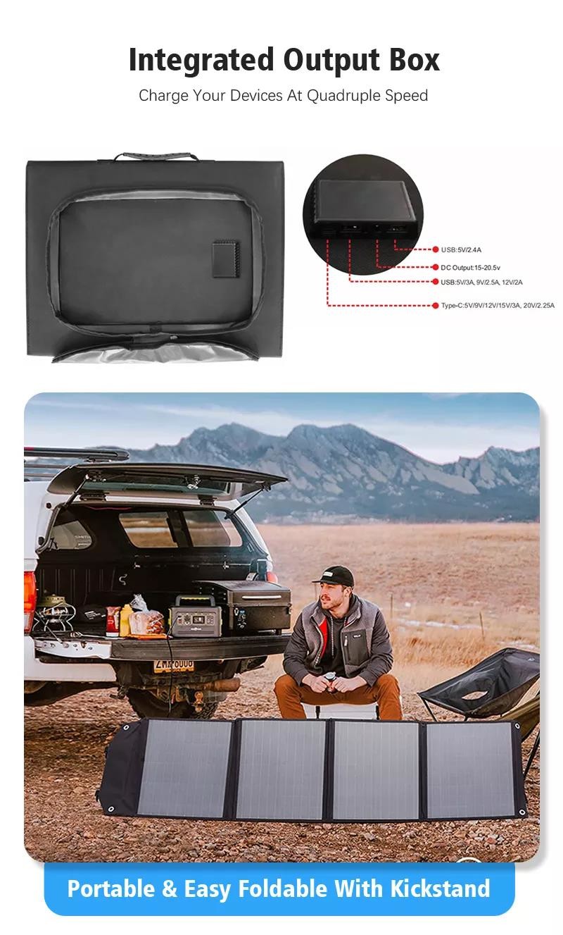 120WSolar Portable Foldable Solar Charger For Outdoor Camping