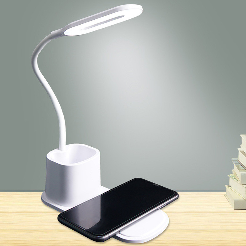 Practical Portable 180Lm Desk Lamp Wireless Charger With Pen Holder