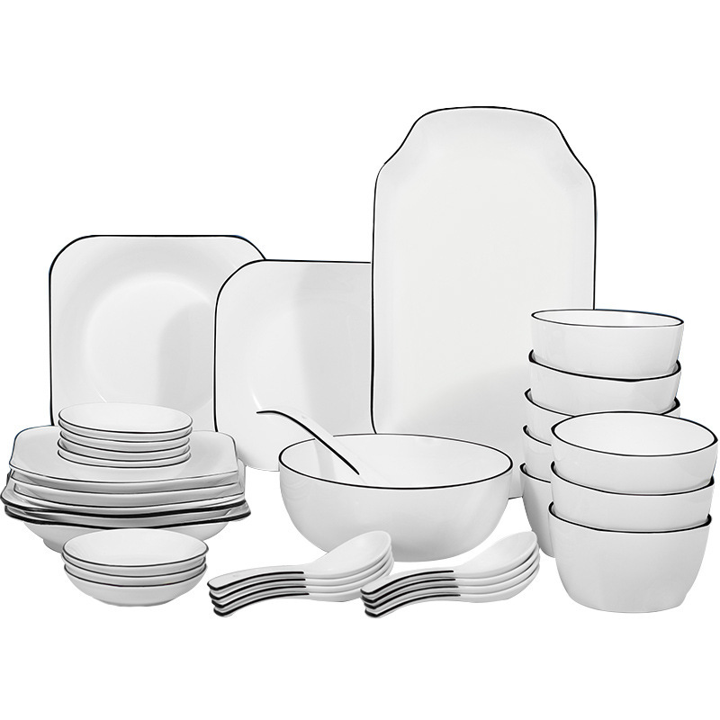 Color Printed Porcelain Dinner Plate Set For Restaurant Wedding