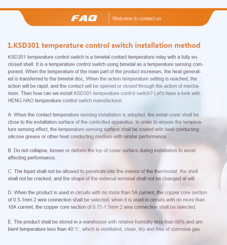 BW-B2D BW-A1D Bimetal Thermostat Small Thermal Protector KSD9700
