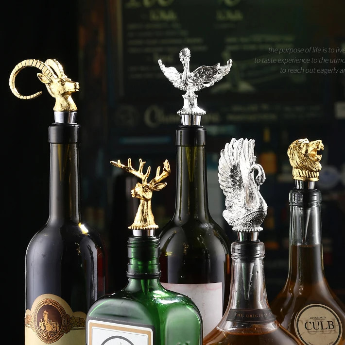 Wholesale Rose Gold Silver Wine Pourer Custom Animal Head Wine Pourer for Bottle