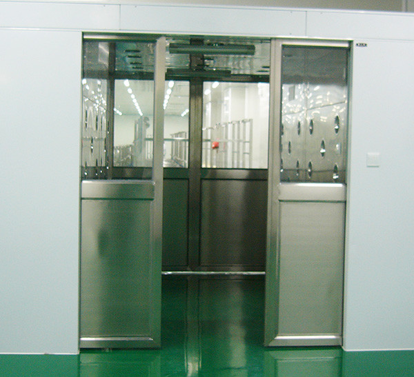 Hidden Auto Cargo Tunnel Type Air Shower Clean Room With Double Leaf Sliding Doors