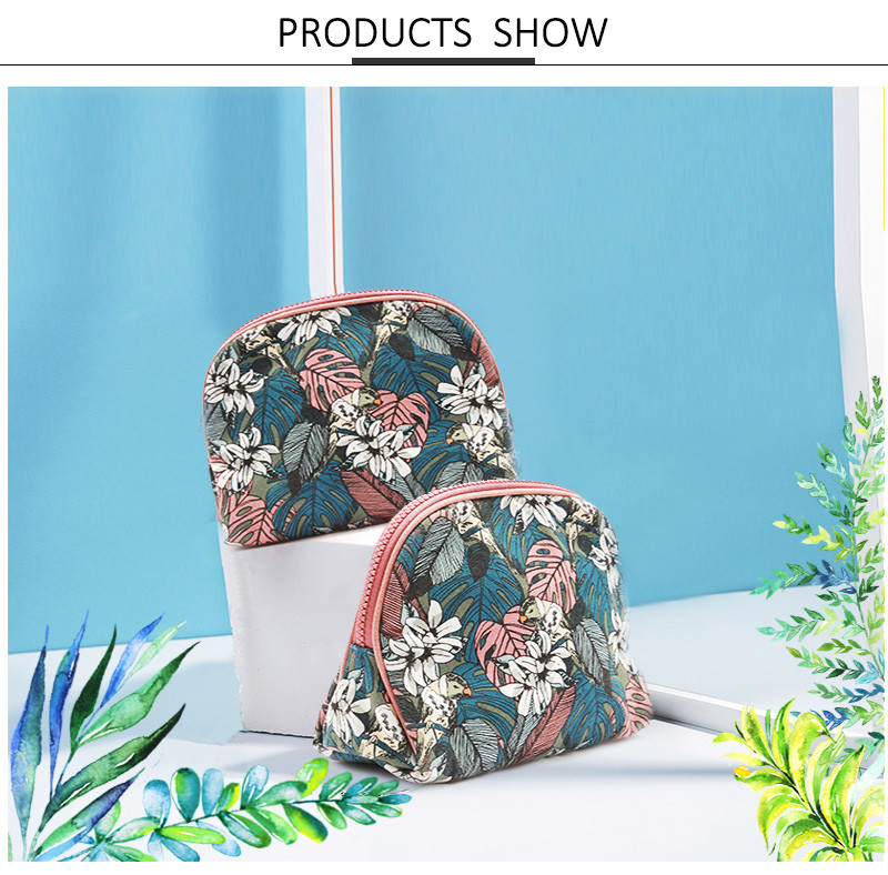 Beauty Eco Friendly Canvas Portable Floral Cosmetic Bag