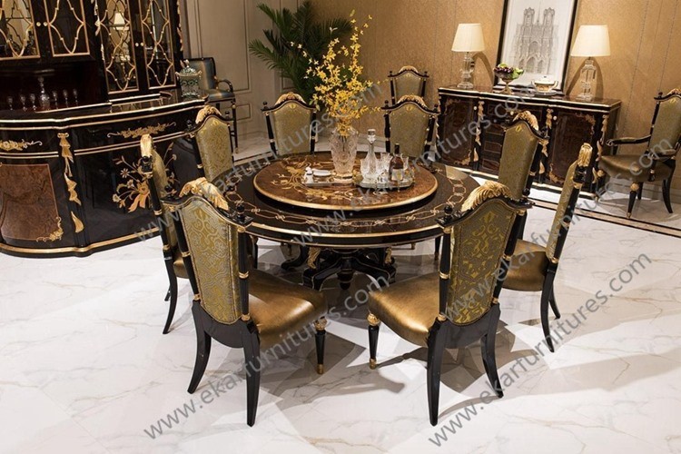 Large Dining Set For Sale Carved Solid Wood Dining Table 6 Chairs Set TN-023B