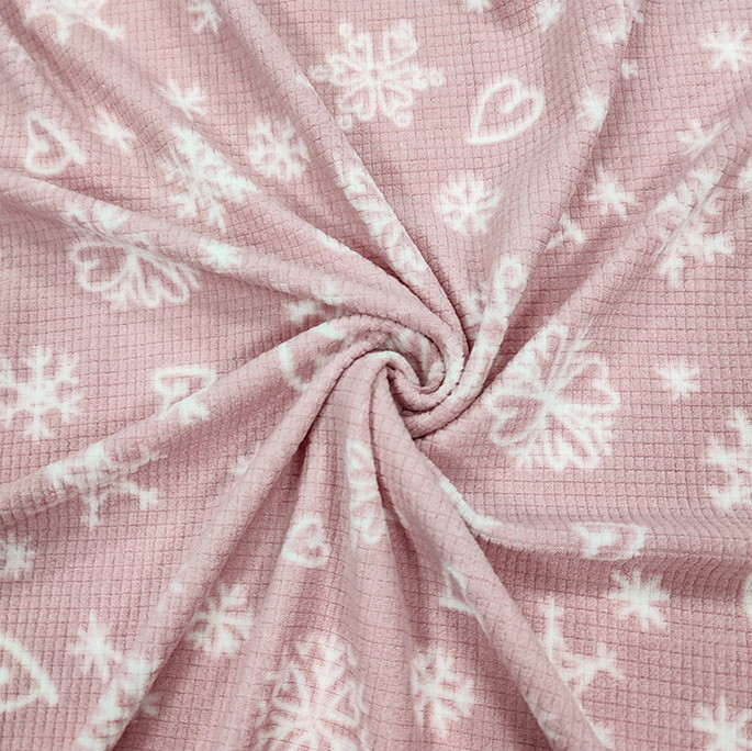 Soft Jacquard Printed Pink Micro Polar Fabric 160gsm
