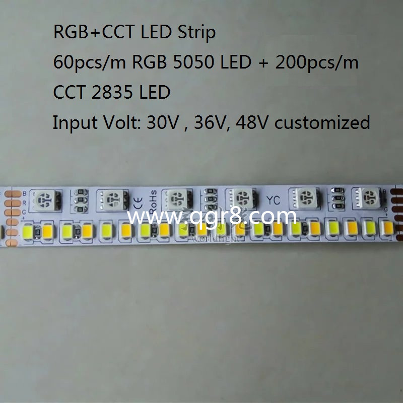 30V 36V 48V RGB+CCT LED Strip 5050 RGB + 2835 Tunable White Dual White CW+WW LED Strip