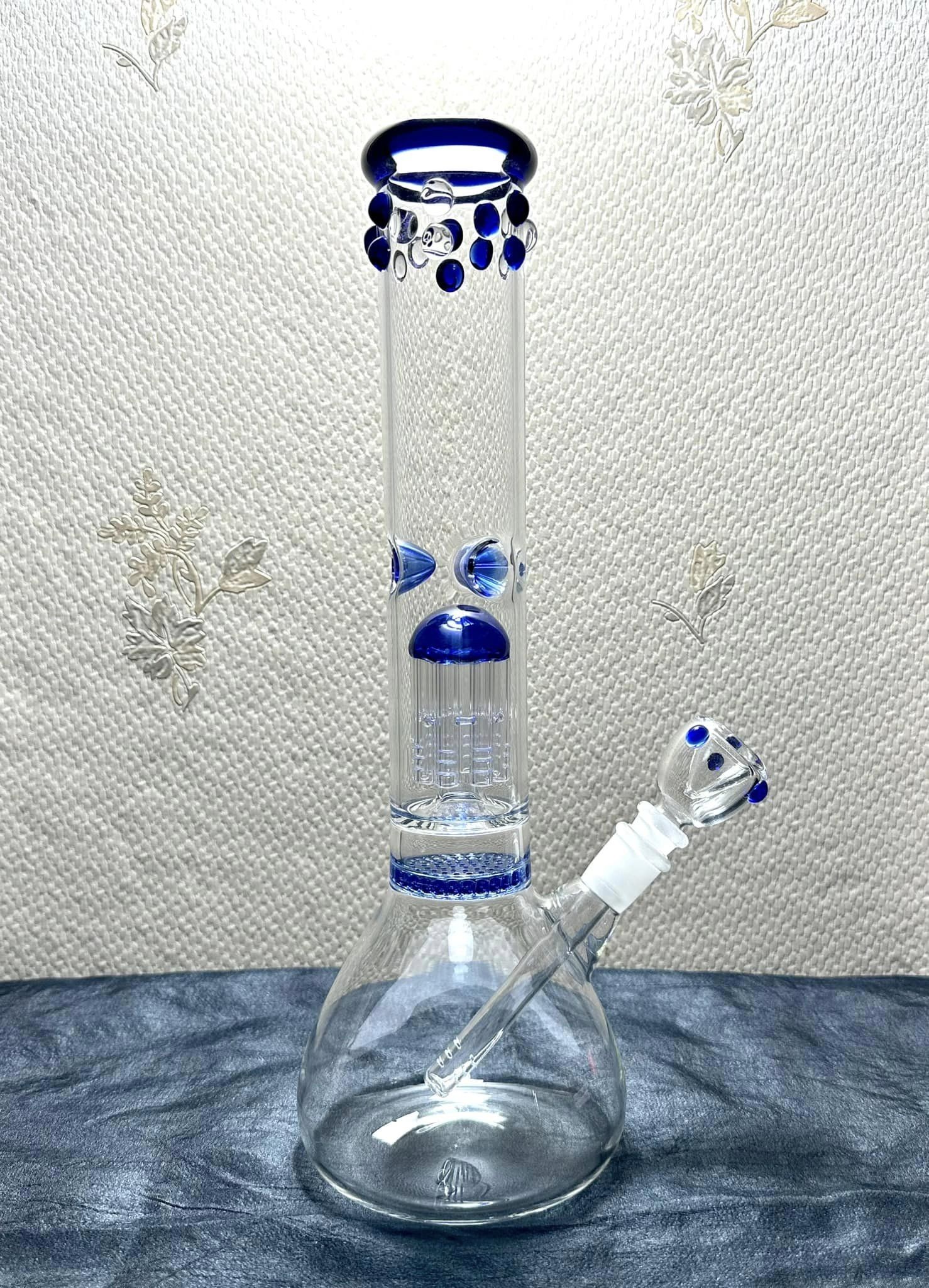 16.5 Inch Tall Honeycomb Large Glass Water Bongs With 18mm Bowl