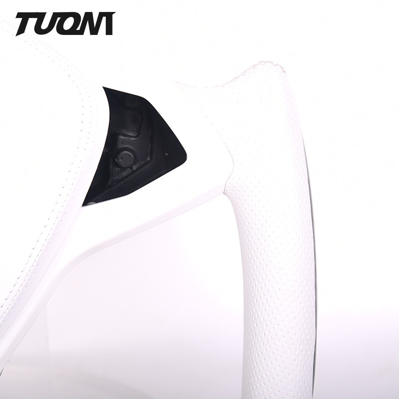 White Leather Tesla Carbon Fiber Steering Wheel Model X Model S