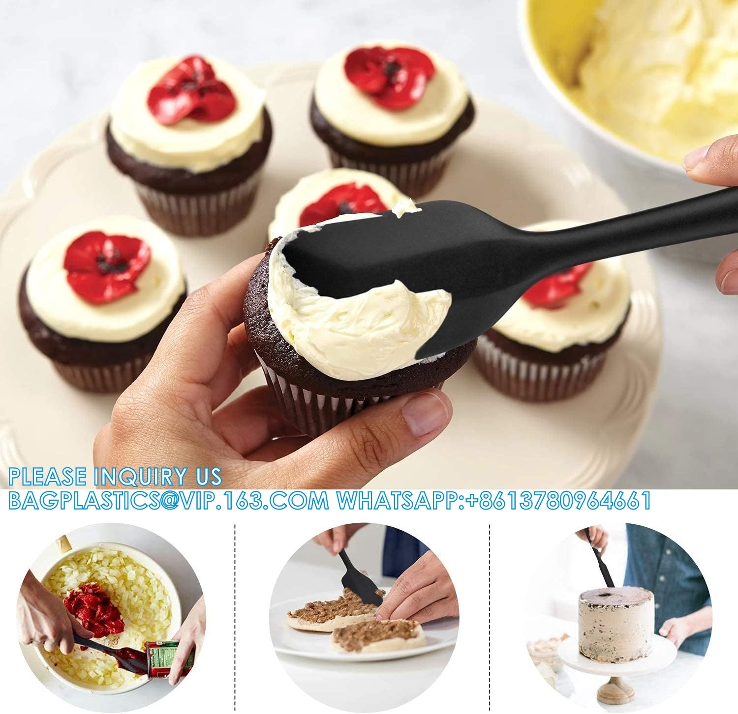 Silicone Rubber Spatula Set For Kitchen Baking, Cooking, And Mixing High Heat Resistant Non Stick Dishwasher Safe