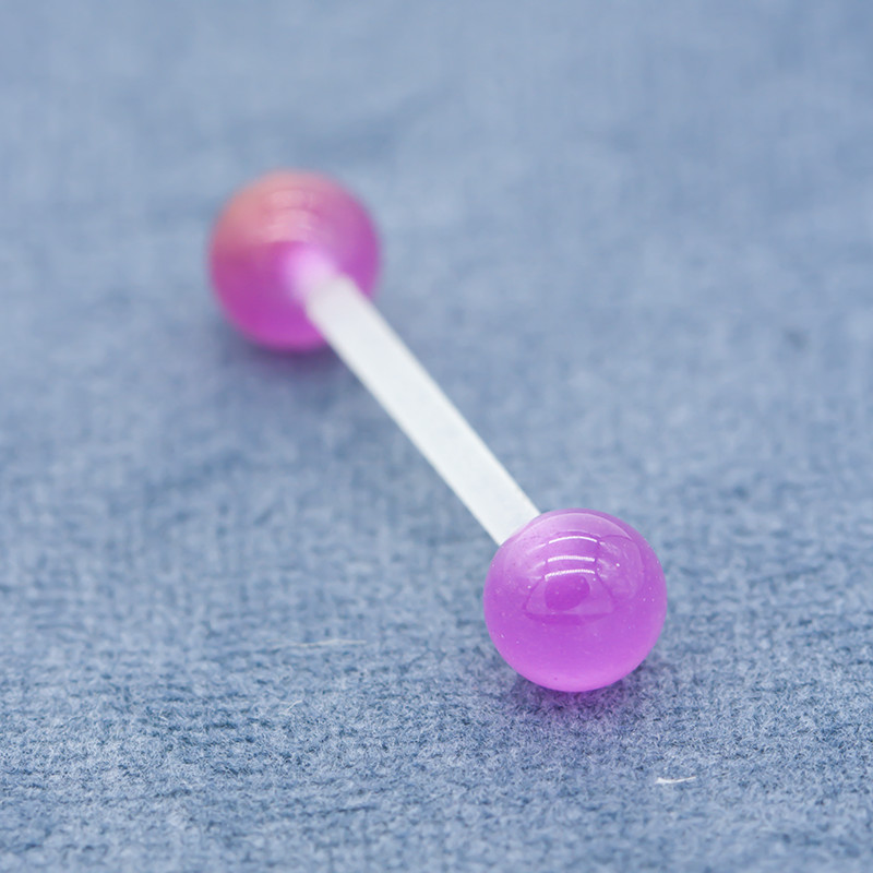 3 Pieces Crystal Gems Plastic Barbell Tongue Piercing Hypoallergenic 14G
