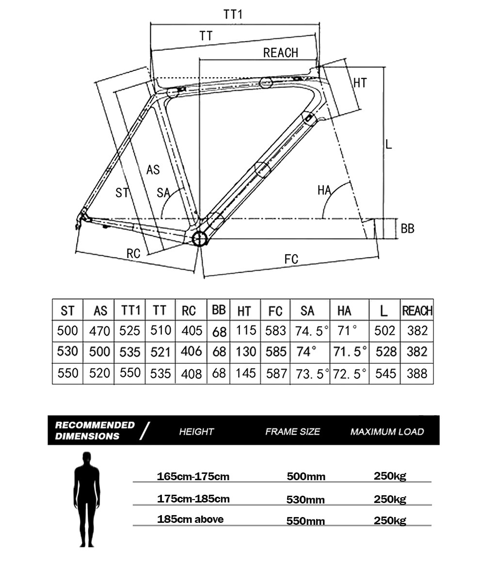 700C Rim Brake Bike Frame Full Carbon Fiber Racing Road Bike Frameset Max 23C Tire