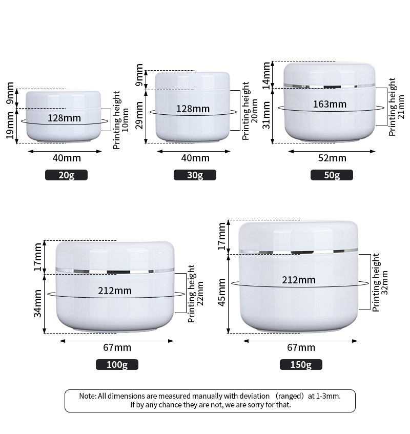 PET Cream Packaging Jar Silver Line Round Shape , 2 Oz Cosmetic Containers