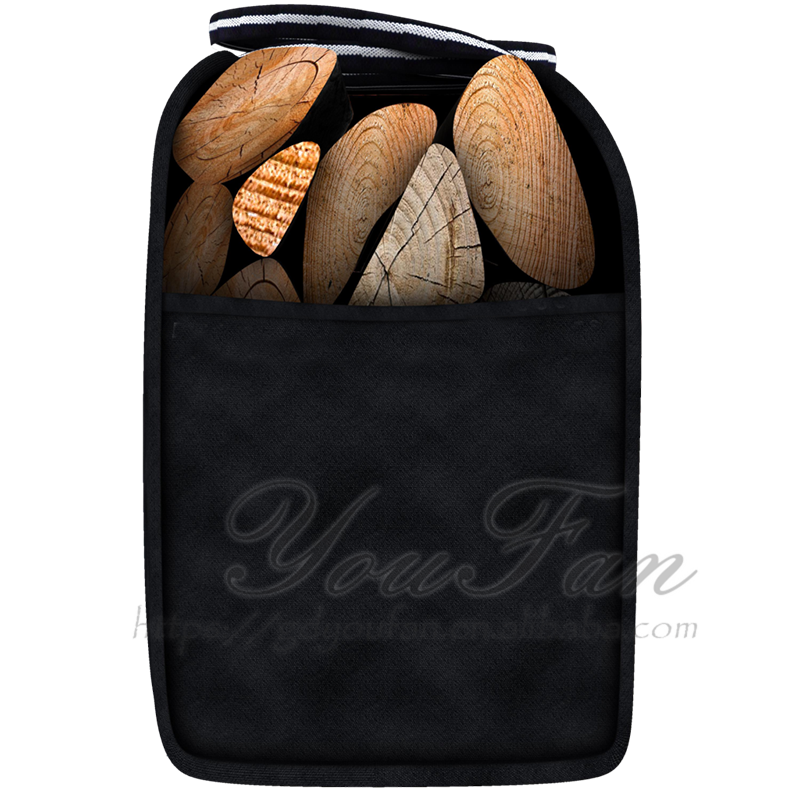 Classic Black Canvas Wood Carrying Bag Foldable For Camping / Picnic