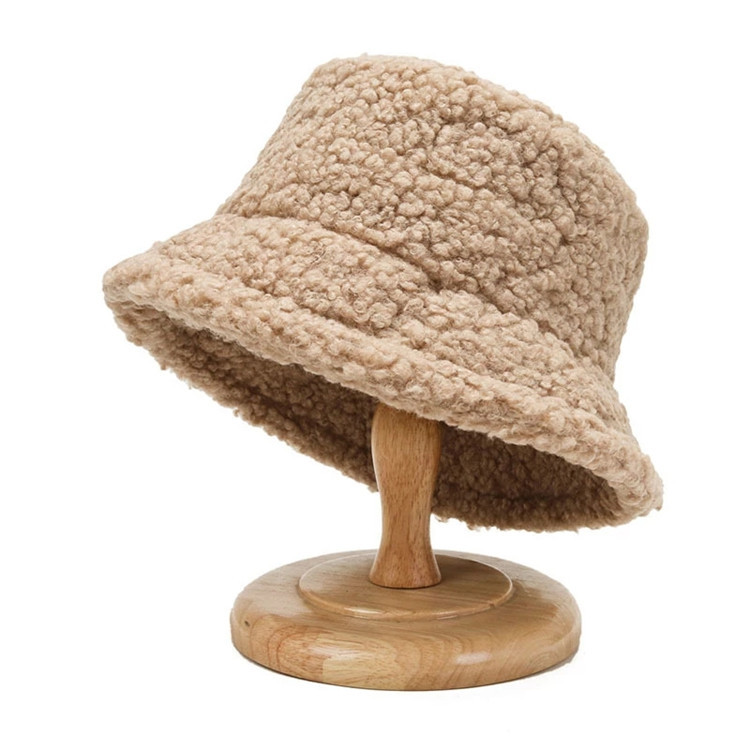 Unisex Harajuku Bucket Hat Graffiti Solid Fisherman Hat Autumn Winter Lamb Wool 60cm