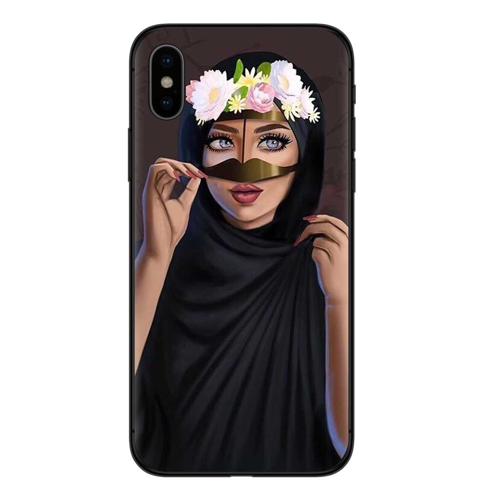 Lightweight Designer Cell Phone Cases Black Islamic Hijab Girls Gift Anti Shock
