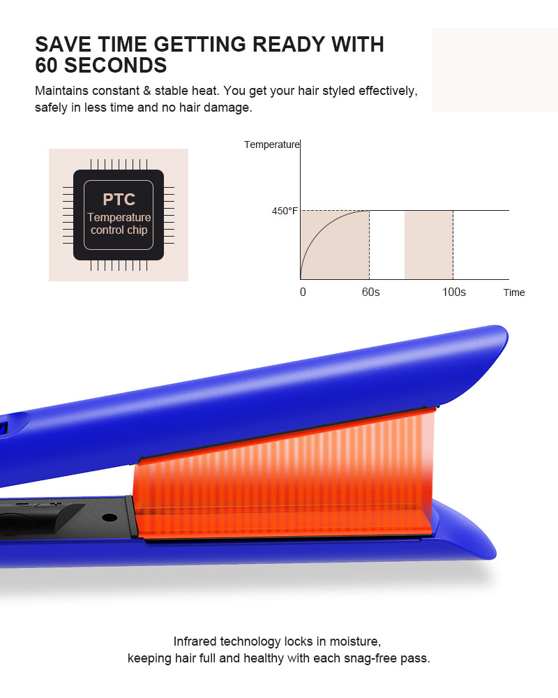 Professional Flat Iron Infrared Hair Straightener Tourmaline And Ceramic Plates