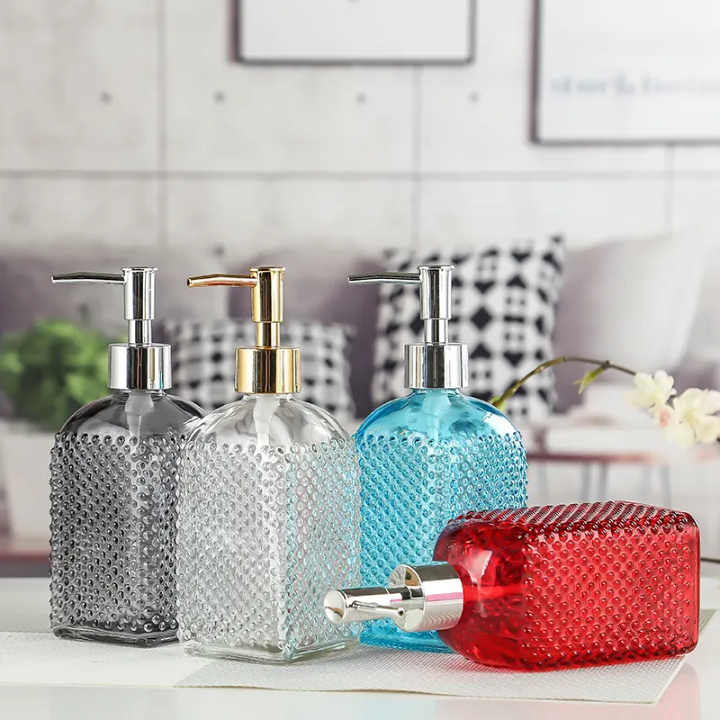Polka Dot Glass Bottle 500ml For Press Type Dispensing Of Hand Sanitizer And Emulsion