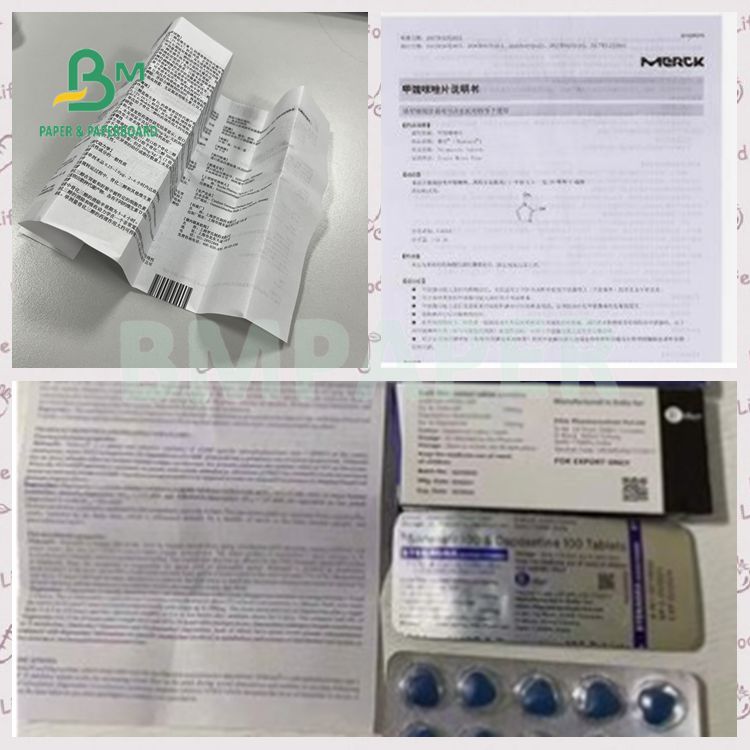 Recyclable 30 - 60 GSM Natural White Medicine Instruction Paper