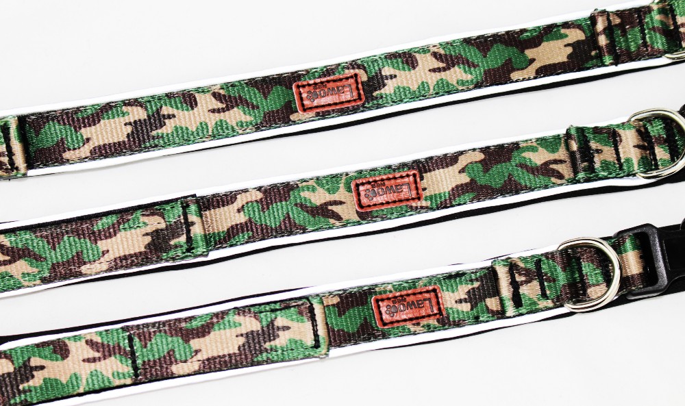 Camouflage Pattern Nylon Material Adjustable Dog Collar With Reflector