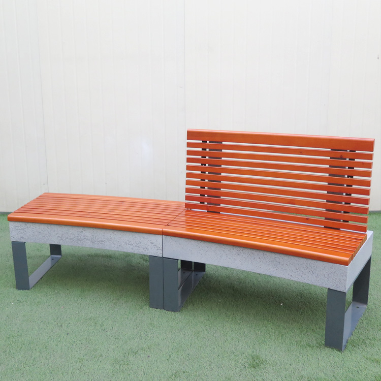 Garden Wooden Stone Bench set with Backrest Stone leg metal Wood Bench Wholesale stone Garden wood bench Wholesale