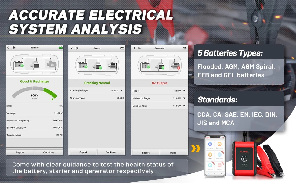 Autel MaxiBAS BT506 Auto Battery and Electrical System Analysis Tester 6V 12V 100 - 2000 CCA Car Battery Testing Tool