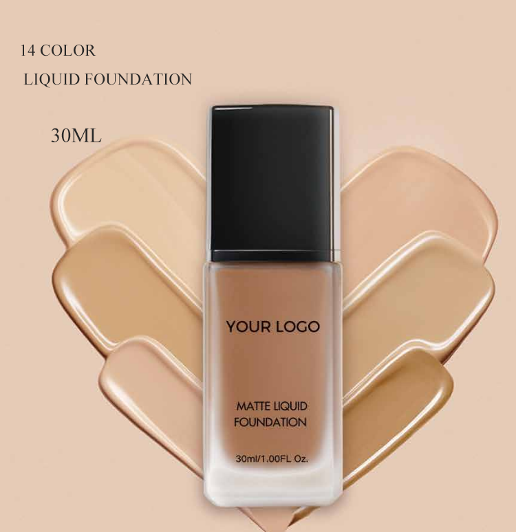 Best Popular 14 Colors Liquid Face Foundation Private Label Matte Finish Waterproof Natural Makeup Foundation