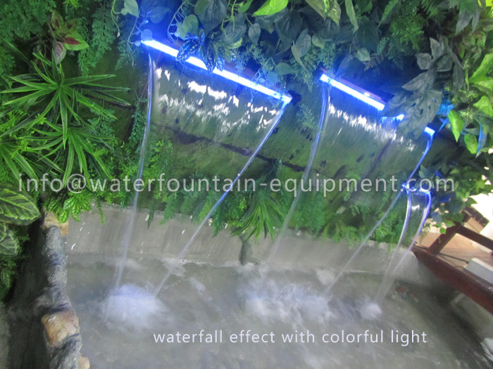 Stainless Steel Waterfall Water Fountain Equipment With DC 12V Colorful LED Light