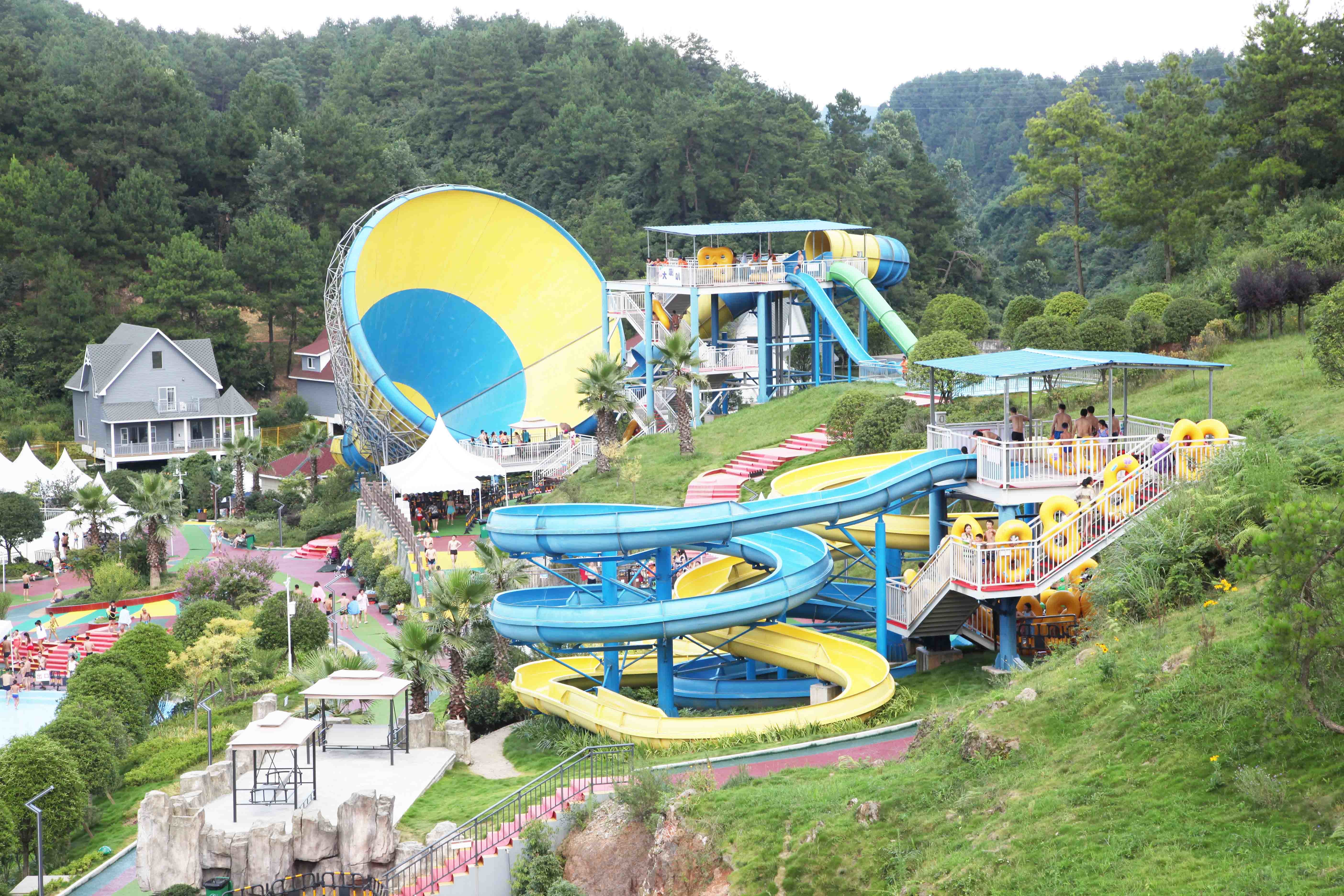 Outside Fiberglass Water Slides for adults , 14.6m Platform Height
