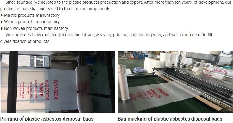 PE packing bag for Asbestos fibers, large size thicker LDPE asbestos remove bags, Large Asbestos Waste Removal Bags, pac