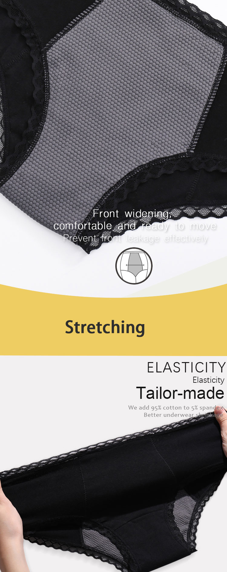 Knitted Organic Cotton Period Panties Menstrual 4 Layers Sustainable Period Panties