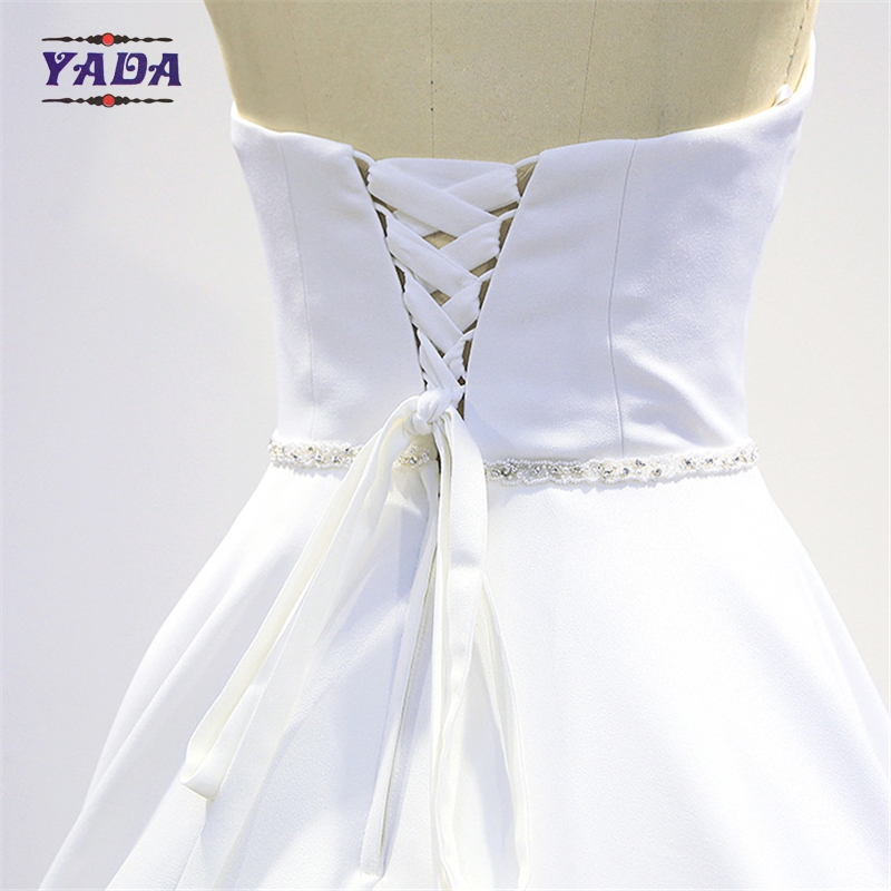 Elegant vintage handmade appliqued korean style dress strapless dresses latest bridal wedding gowns