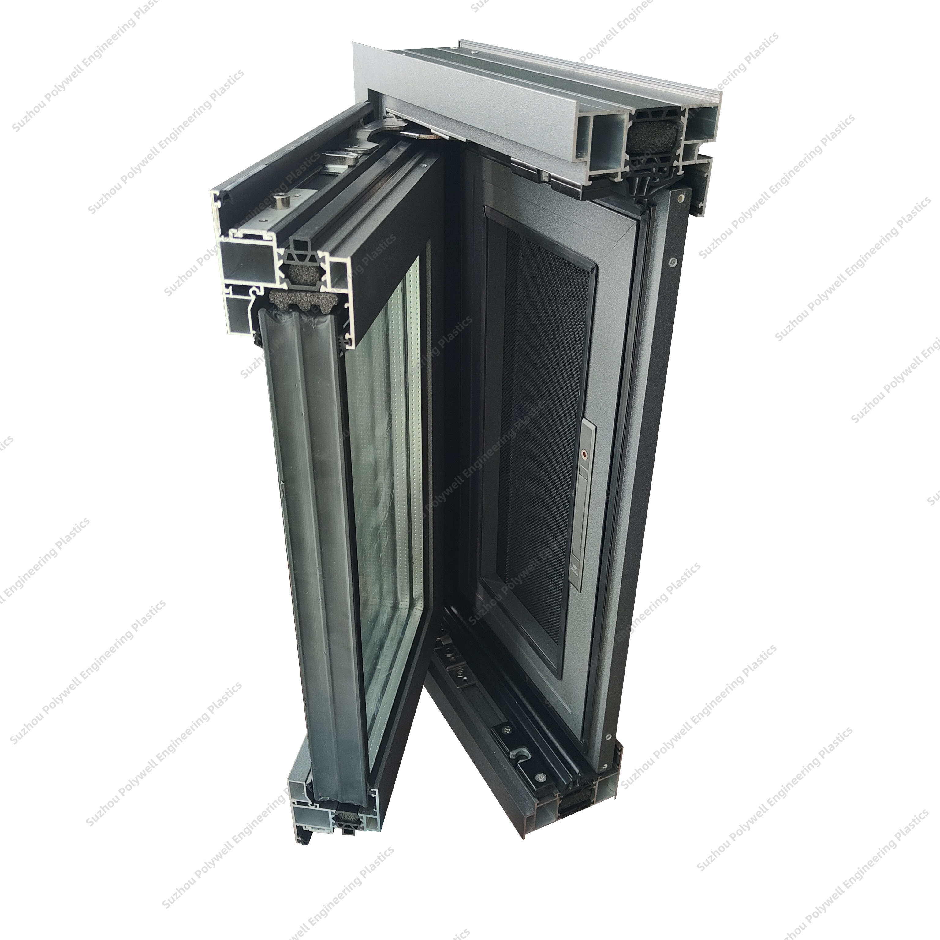 Aluminum Alloy Three Rail Translation Window Sound Insulation Anti Theft Profile with Heat Insulation Strip