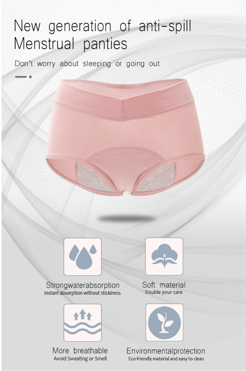 Postpartum Reusable Period Panties For Heavy Flow Plus Size Cotton 3 Layer