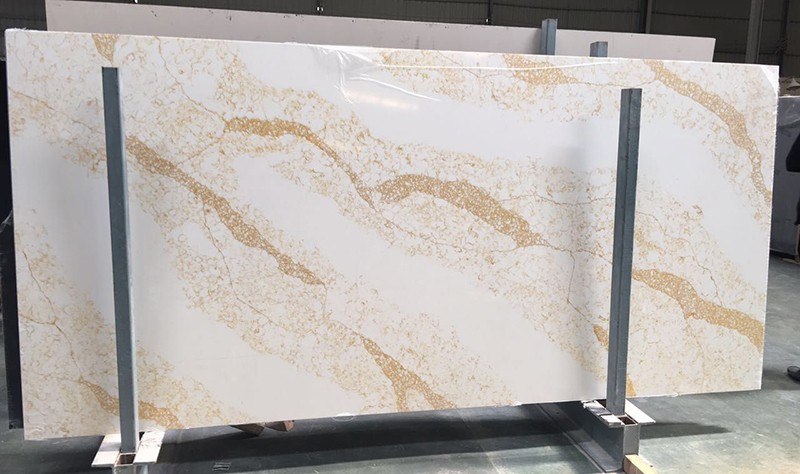 Calacatta Gold Quartz Stone Slab 3000 X 1400mm / Customized Cut Size